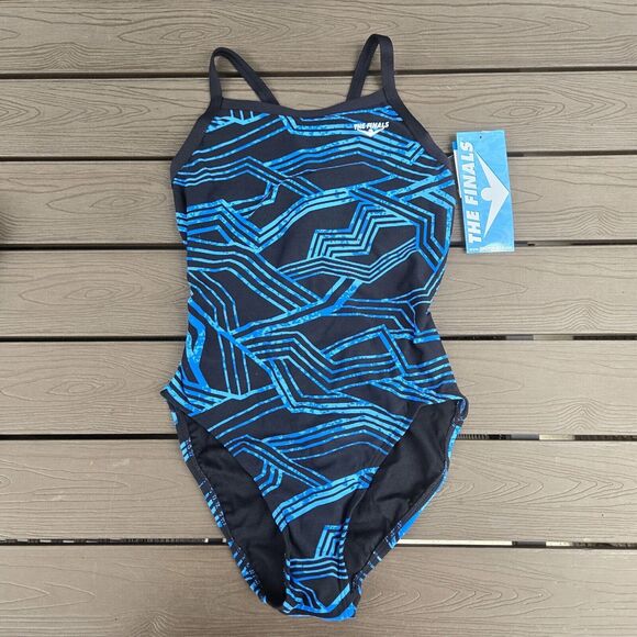 TYR The Finals Women MAIZE  Swimsuit Butterfly Back Blue 1 Piece- Size 28 New - Picture 1 of 3
